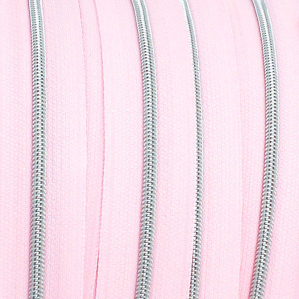 Endlosreißverschluss metallisiert schmal hellrosa/silber (1m)